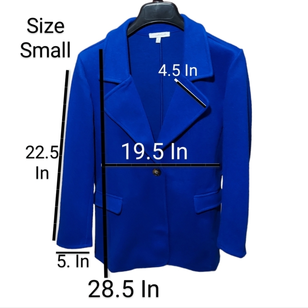 Women’s Jacket Belted Blazer Size S. M. L. Royal Blue Side Pockets Polyester New - Picture 7 of 15